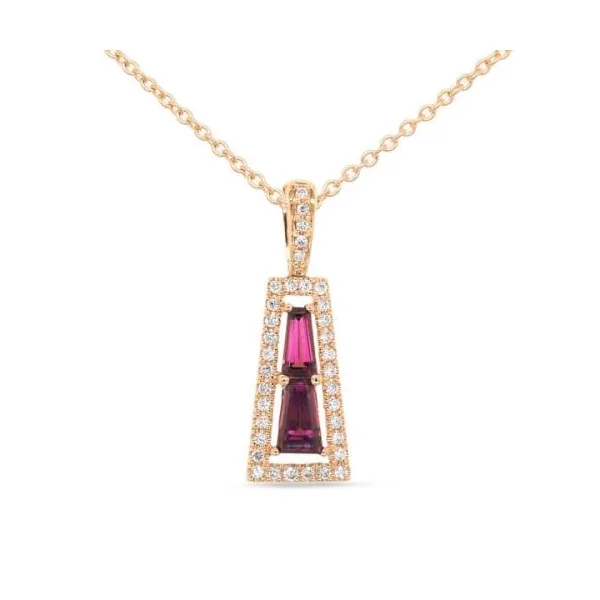 14KR Rhodolite Garnet & Diamond Necklace Erica DelGardo Jewelry Designs Houston, TX