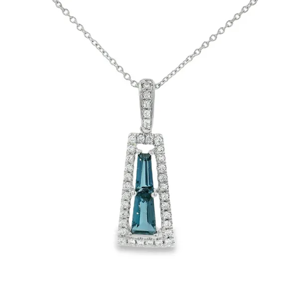 14KW London Blue Topaz & Diamond Necklace Erica DelGardo Jewelry Designs Houston, TX