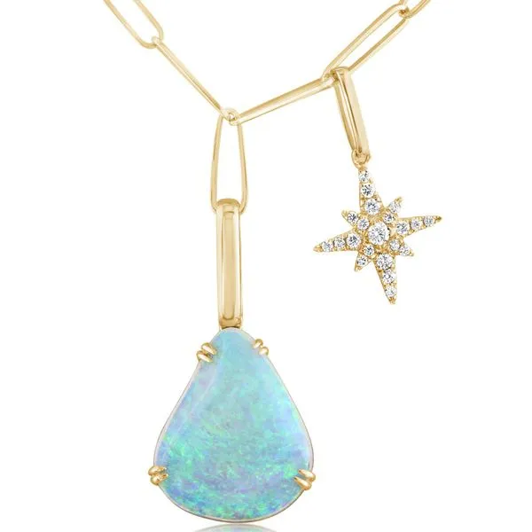 14KY Australian Opal & Diamond Necklace Erica DelGardo Jewelry Designs Houston, TX