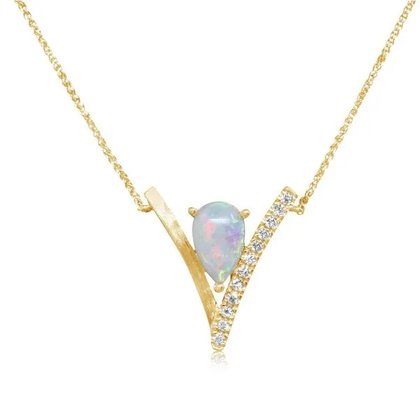 14KY Australian Opal & Diamond V Necklace Erica DelGardo Jewelry Designs Houston, TX