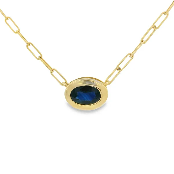 14KY Sapphire Paperclip Necklace Erica DelGardo Jewelry Designs Houston, TX