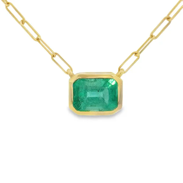 14KY Emerald Paperclip Necklace Erica DelGardo Jewelry Designs Houston, TX