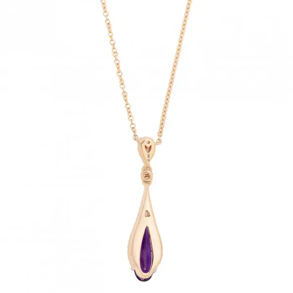 14KY Pear Shape Amethyst & Diamond Necklace 16