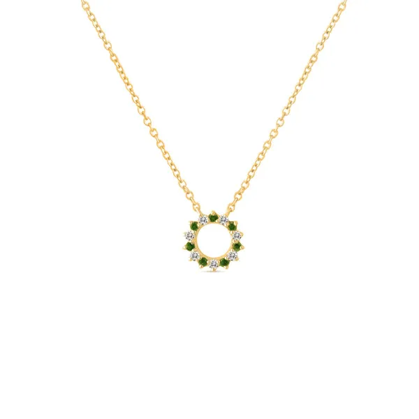 14KY Diamond & Emerald Circle Necklace Erica DelGardo Jewelry Designs Houston, TX