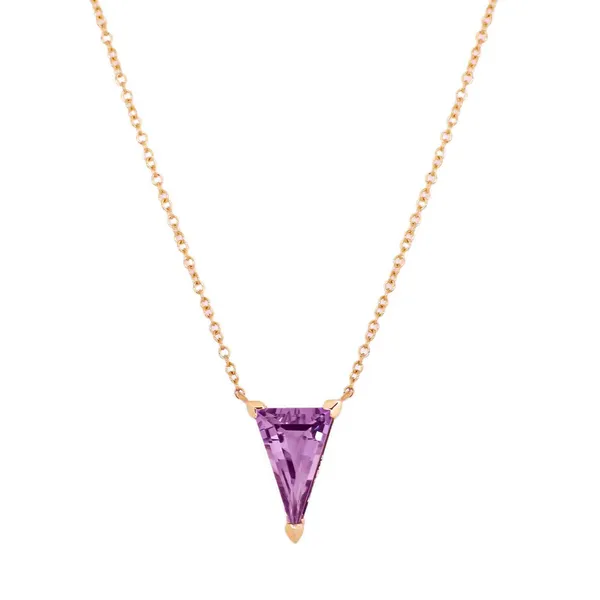14KY Triangle Pink Amethyst Necklace Erica DelGardo Jewelry Designs Houston, TX