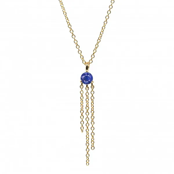 14KY Round Sapphire Drop Chain Necklace Erica DelGardo Jewelry Designs Houston, TX