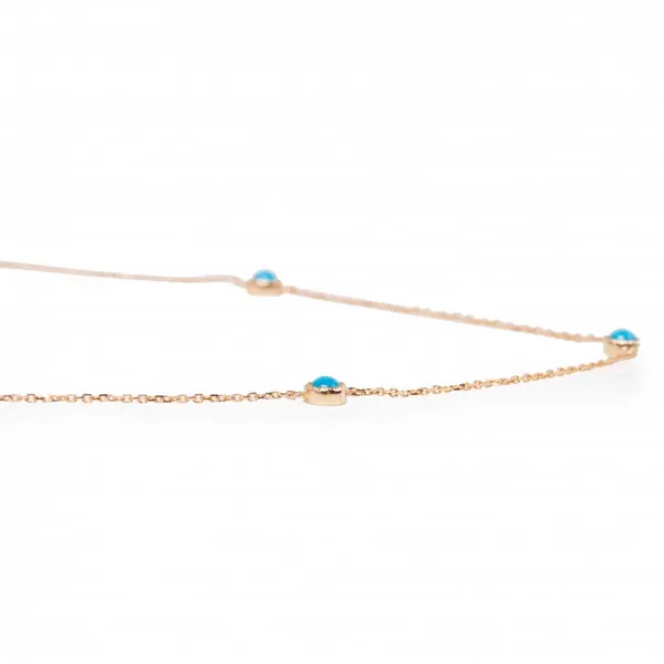 14KY Turquoise Bezel Set Station Necklace Image 2 Erica DelGardo Jewelry Designs Houston, TX