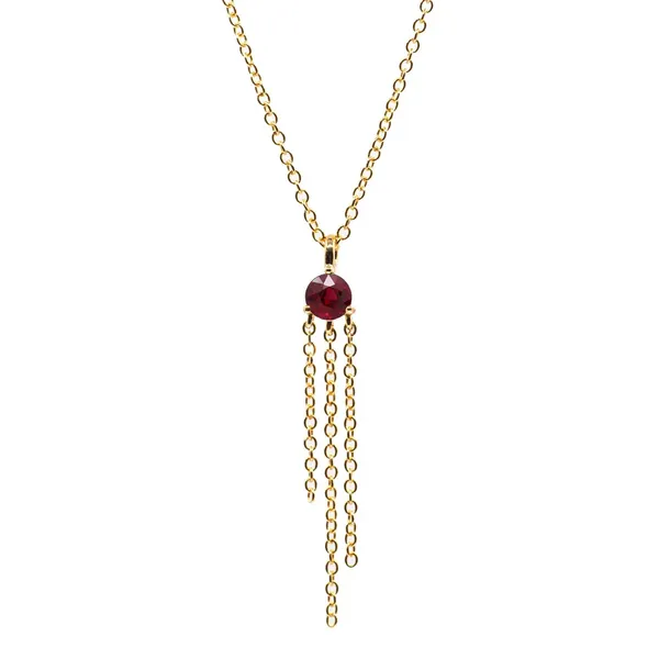 14KY Gold Round Ruby Drop Chain Necklace 16-18 Erica DelGardo Jewelry Designs Houston, TX