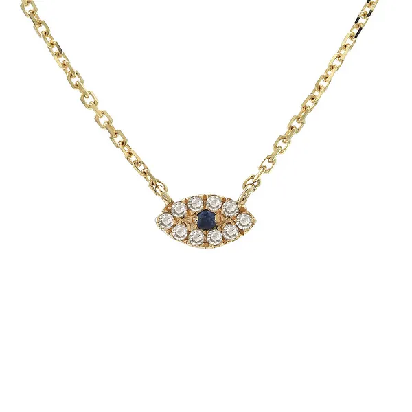 14KY Gold Sapphire & Diamond Mine Eye Necklace Erica DelGardo Jewelry Designs Houston, TX