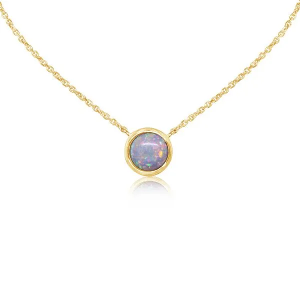14K Yellow Gold Australian Opal Necklace Erica DelGardo Jewelry Designs Houston, TX
