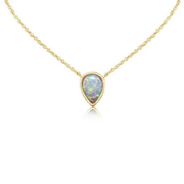 14K Yellow Gold Australian Opal Necklace Erica DelGardo Jewelry Designs Houston, TX