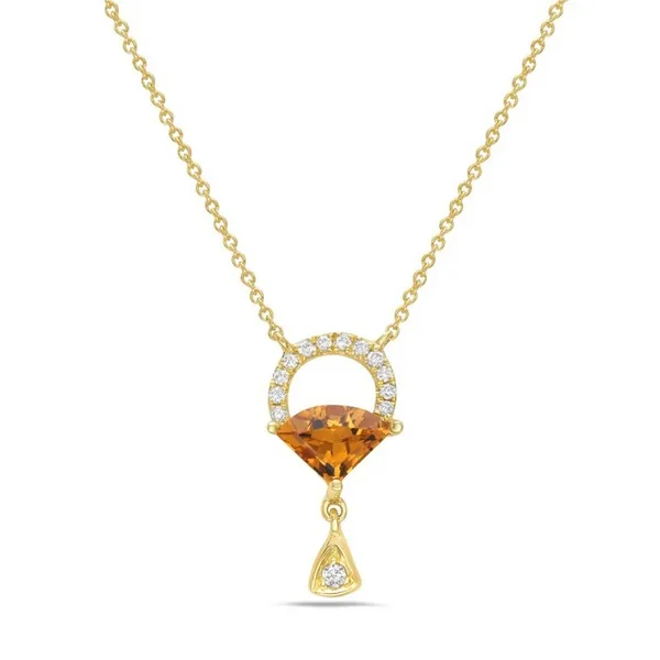 14K Yellow Gold Citrine and Diamond Droplet Necklace Erica DelGardo Jewelry Designs Houston, TX