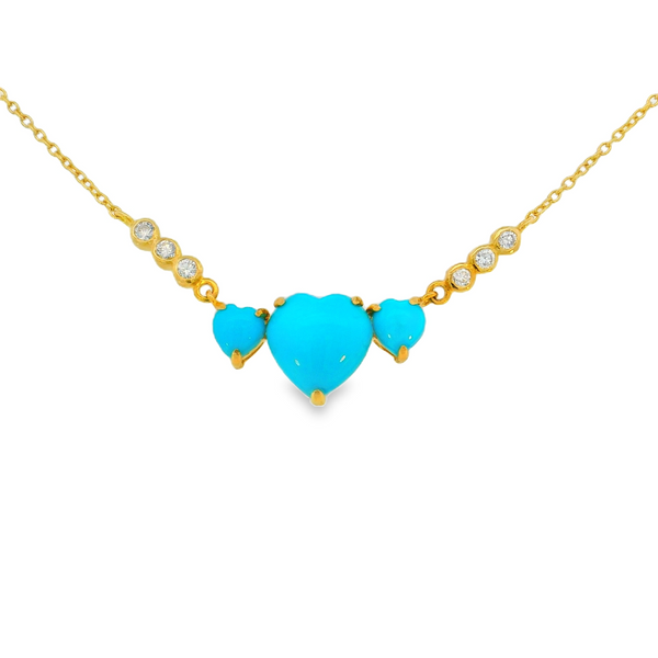 18KY Turquoise & Diamond Heart Necklace Erica DelGardo Jewelry Designs Houston, TX