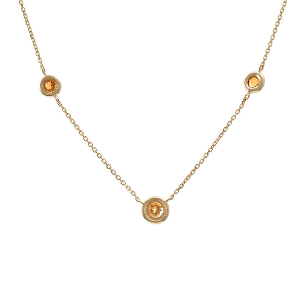 14K Yellow Gold 3-Stone Bezel Set Citrine Necklace Erica DelGardo Jewelry Designs Houston, TX