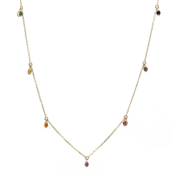 14K Yellow Gold Multi Gem Station Necklace Erica DelGardo Jewelry Designs Houston, TX