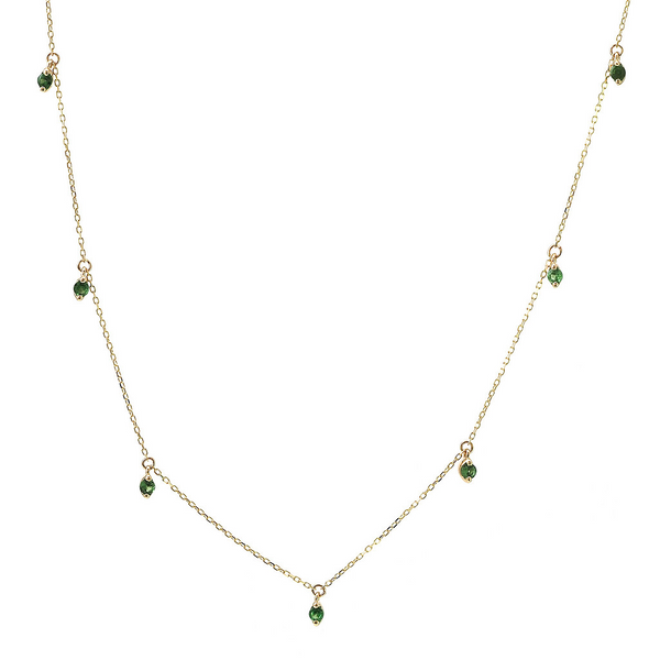 14K Yellow Gold Tsavorite Garnet Station Necklace Erica DelGardo Jewelry Designs Houston, TX