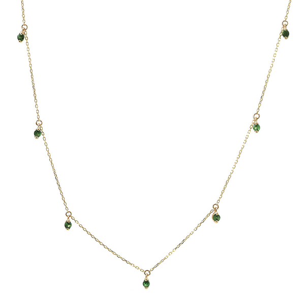 14K Yellow Gold Tsavorite Garnet Station Necklace Erica DelGardo Jewelry Designs Houston, TX