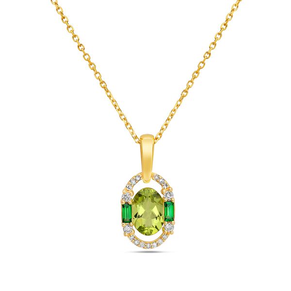 14KY Peridot, Tsavorite, & Diamond Accented Necklace Erica DelGardo Jewelry Designs Houston, TX