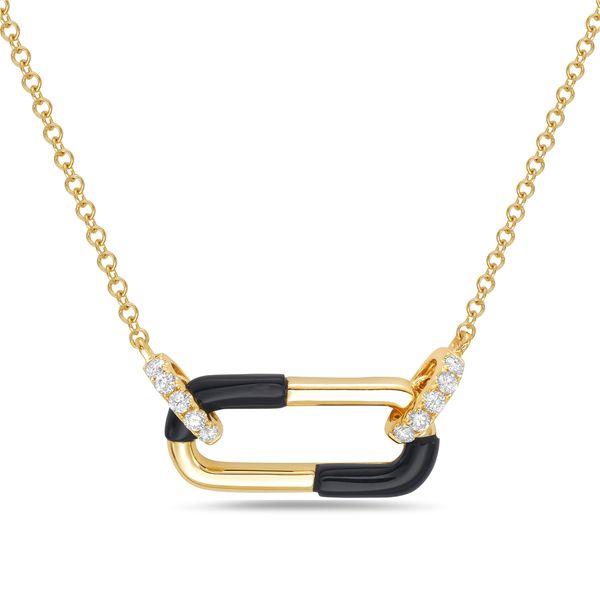 14KY East West Black Agate & Diamond Open Oval Necklace Erica DelGardo Jewelry Designs Houston, TX