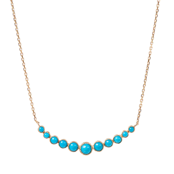 14K Yellow Gold Turquoise Curved Bar Necklace Erica DelGardo Jewelry Designs Houston, TX