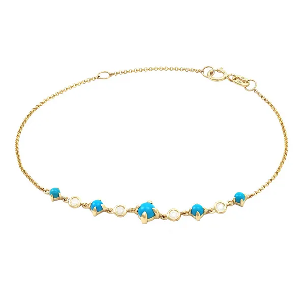 14KY Turquoise and Diamond Bracelet Erica DelGardo Jewelry Designs Houston, TX