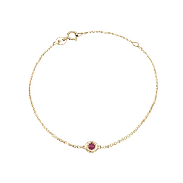 14KY Bezel Set Ruby Bracelet Erica DelGardo Jewelry Designs Houston, TX