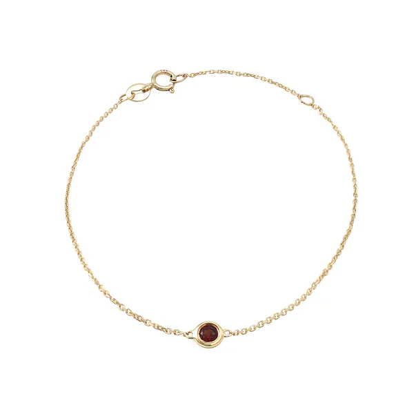 14KY Bezel Set Garnet Bracelet Erica DelGardo Jewelry Designs Houston, TX