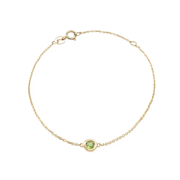 14KY Bezel Set Peridot Bracelet 6+1