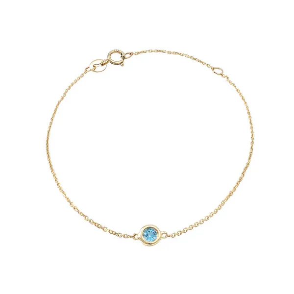 14K Yellow Gold Bezel Set Blue Topaz Bracelet Erica DelGardo Jewelry Designs Houston, TX