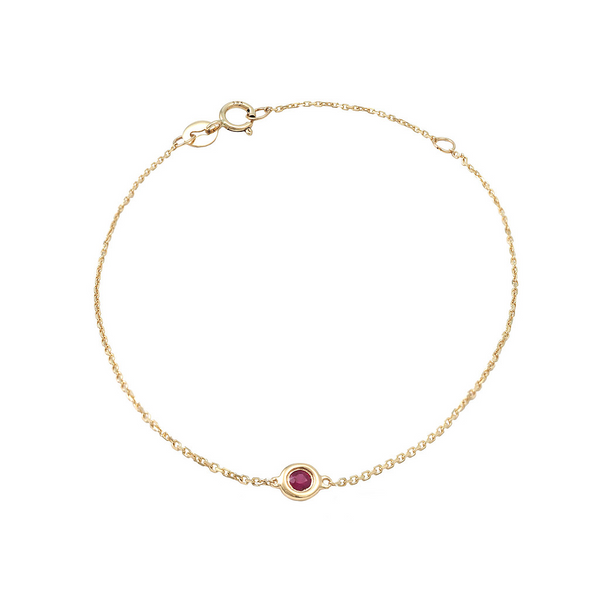 14K Yellow Gold Bezel Set Ruby Bracelet Erica DelGardo Jewelry Designs Houston, TX