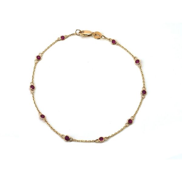 14KY Bezel Set Ruby Station Bracelet Erica DelGardo Jewelry Designs Houston, TX