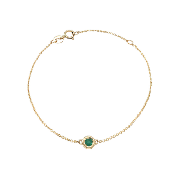 14K Yellow Gold Bezel Set Emerald Bracelet Erica DelGardo Jewelry Designs Houston, TX