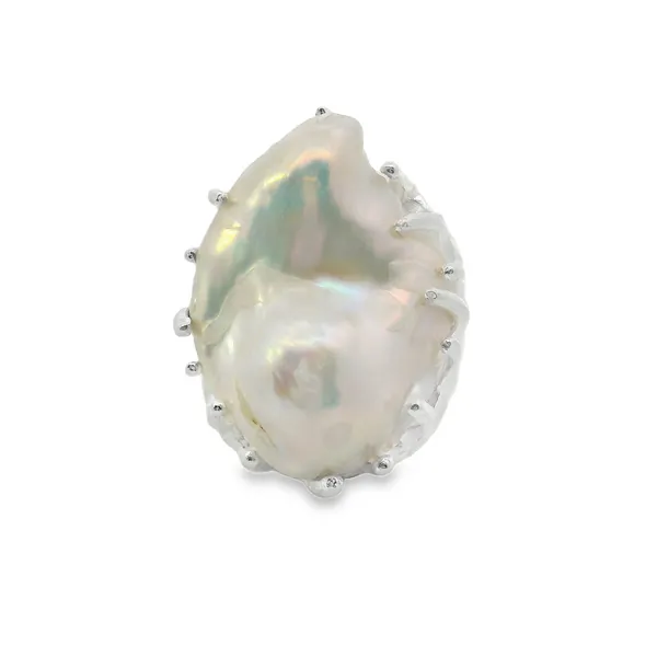 Sterling Silver Coral Baroque Pearl Ring Erica DelGardo Jewelry Designs Houston, TX