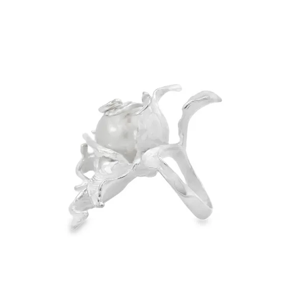 Sterling Silver Flower Baroque Pearl Ring Image 2 Erica DelGardo Jewelry Designs Houston, TX