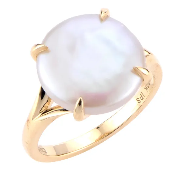 14KY Gold Freshwater Coin Pearl Ring Erica DelGardo Jewelry Designs Houston, TX