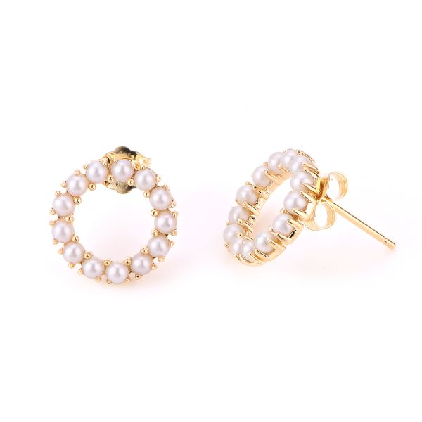 14KY Freshwater Seed Pearl Circle Earrings Erica DelGardo Jewelry Designs Houston, TX