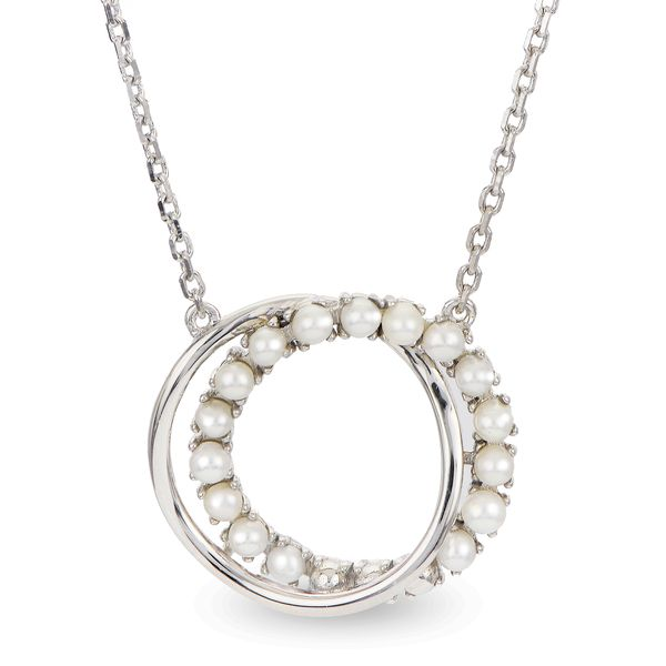 Sterling Silver Seed Pearl Double Circle Necklace Erica DelGardo Jewelry Designs Houston, TX