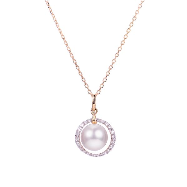 14KY Freshwater Pearl & Diamond Halo Pendant Erica DelGardo Jewelry Designs Houston, TX