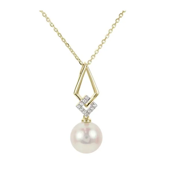 14KY Freshwater Pearl & Diamond Large Geometric Necklace Erica DelGardo Jewelry Designs Houston, TX