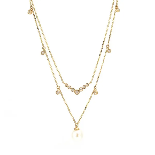 14KY Diamond & Pearl Fashion Necklace Erica DelGardo Jewelry Designs Houston, TX