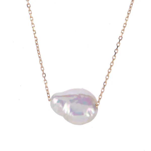 14KY Gold Freshwater Keshi Pearl Necklace Erica DelGardo Jewelry Designs Houston, TX