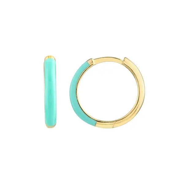 14KY Turquoise Enamel Huggies Erica DelGardo Jewelry Designs Houston, TX