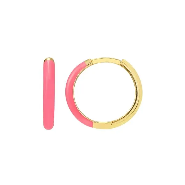 14KY Pink Enamel Huggies Erica DelGardo Jewelry Designs Houston, TX
