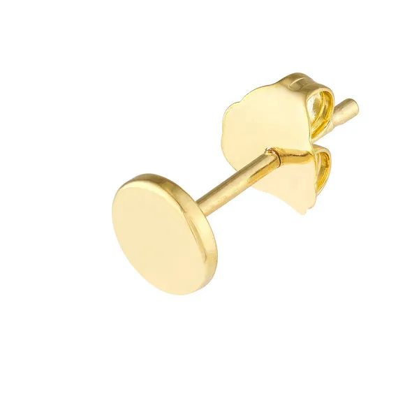 14KY Round Disk Engravable Single Stud Earring Image 2 Erica DelGardo Jewelry Designs Houston, TX