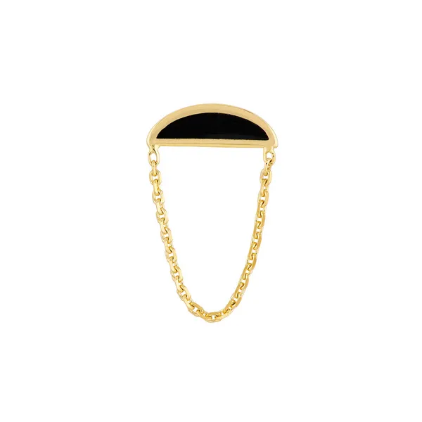 14KY Black Enamel Half Moon w/ Chain Single Earring Image 2 Erica DelGardo Jewelry Designs Houston, TX