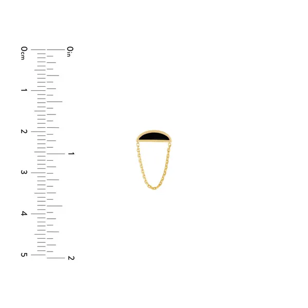 14KY Black Enamel Half Moon w/ Chain Single Earring Image 4 Erica DelGardo Jewelry Designs Houston, TX