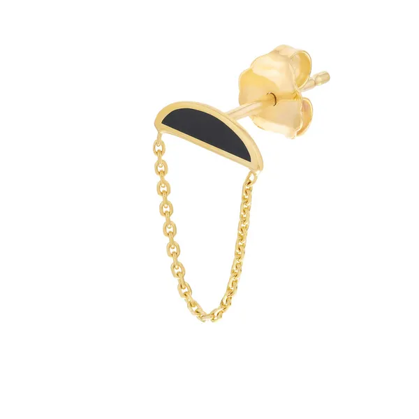 14KY Black Enamel Half Moon w/ Chain Single Earring Image 3 Erica DelGardo Jewelry Designs Houston, TX