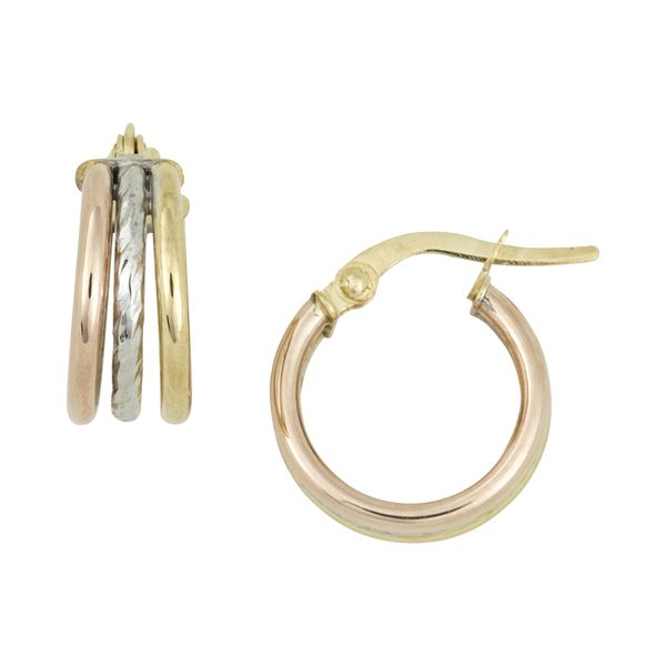 14K Three Tone 10mm Hoops Erica DelGardo Jewelry Designs Houston, TX