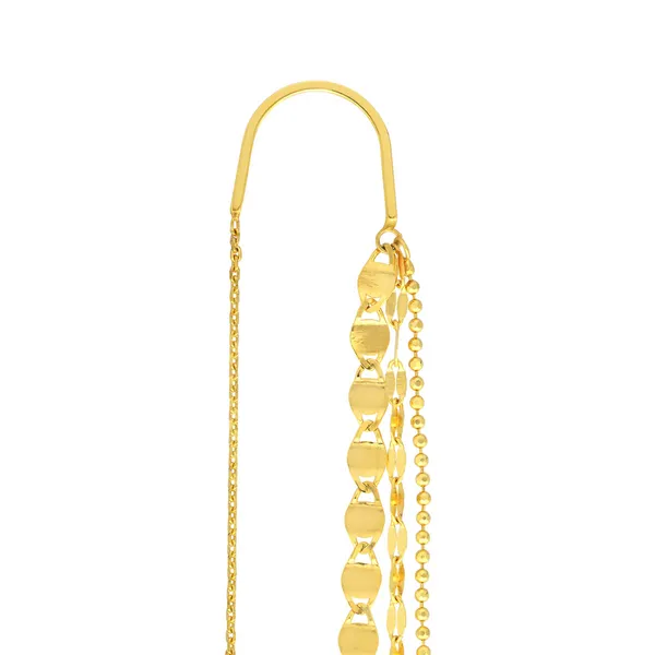 14KY Multi Chain Dangle Threader Earrings Image 3 Erica DelGardo Jewelry Designs Houston, TX