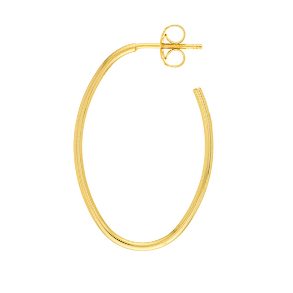14KY Thin Oval Hoop Earrings Image 2 Erica DelGardo Jewelry Designs Houston, TX
